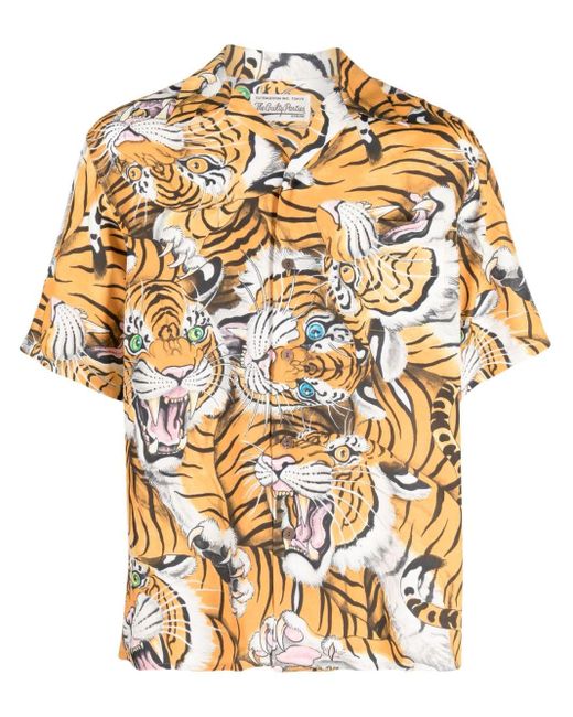 Wacko Maria Metallic Tiger-print Short-sleeve Shirt for men