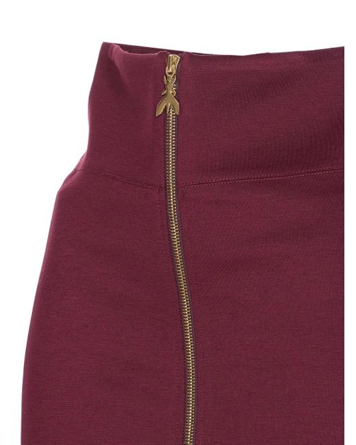 Patrizia Pepe Purple Fitted Midi Skirt With Prominent Front Zipper