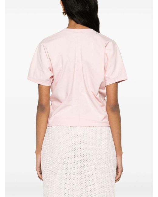 Fabiana Filippi Pink Fledermaus-T-Shirt aus Baumwolle