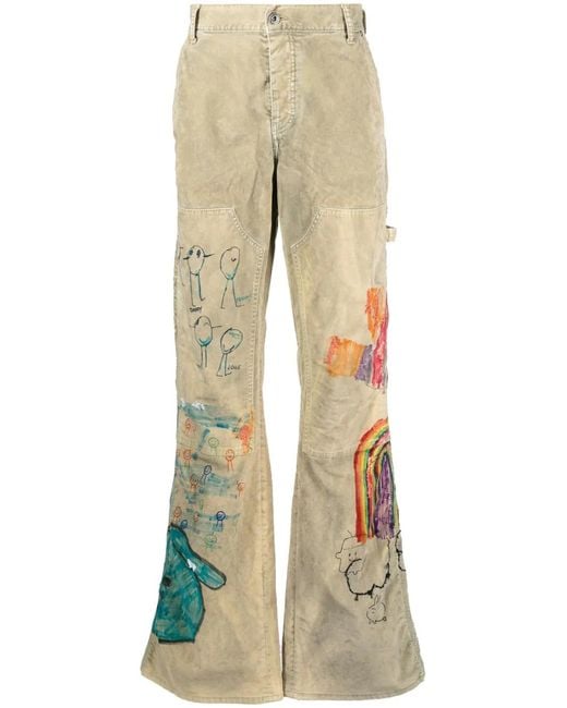 Off-White c/o Virgil Abloh Natural Cartoon Flared Carpenter Pants for men