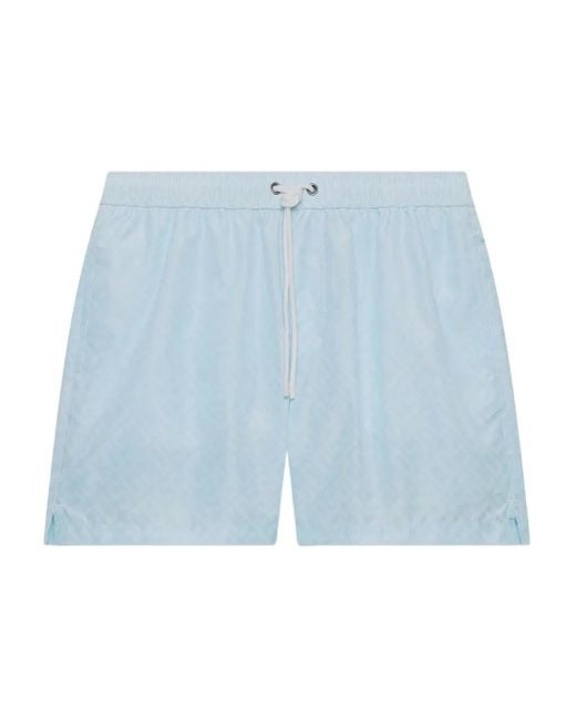 Gcds Men's Blue Essentials Monogram Swim Shorts