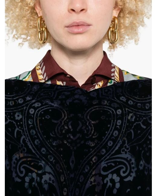 Poncho En Velours À Motif Cachemire Etro en coloris Black