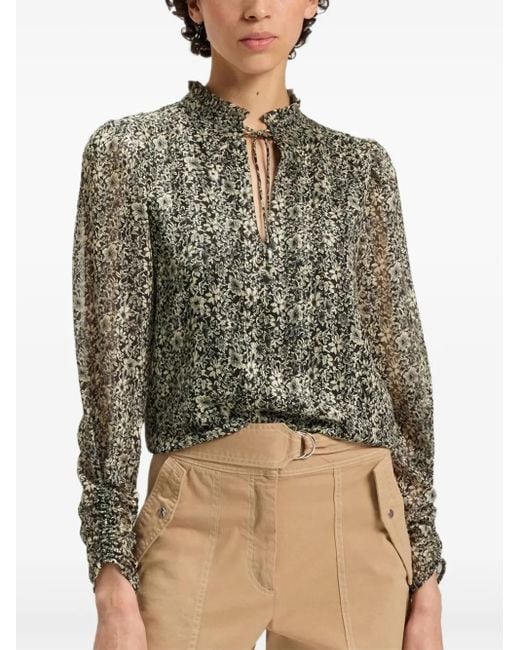 Boss Green Ruffled Floral Blouse