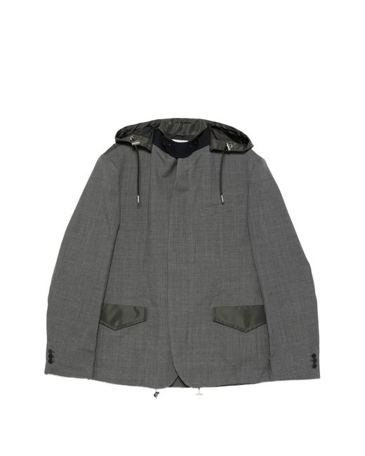 Sacai Gray Veste À Empiècements Contrastants for men
