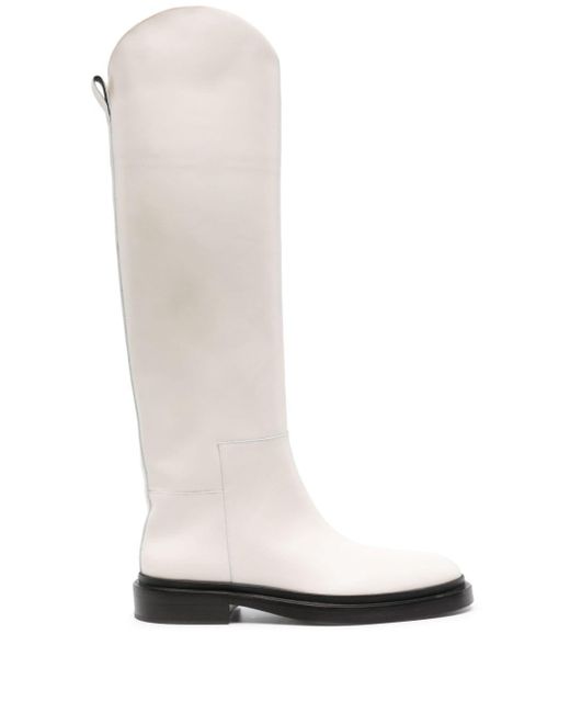 Jil Sander White Leather Knee-high Riding Boots
