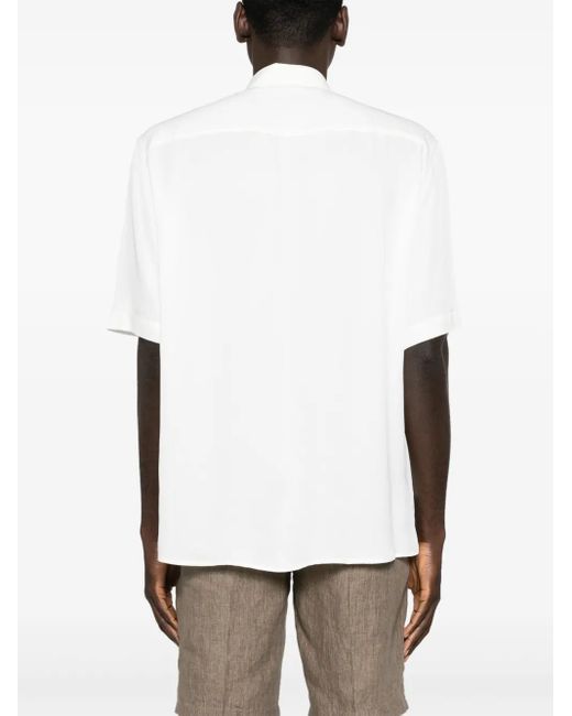 Patrizia Pepe White Classic-Collar Twill Shirt for men