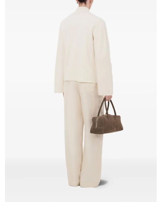 Loulou de Saison White Gabi Zipped Stand-Collar Cardigan