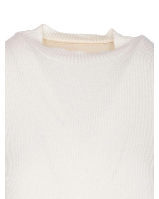 Sacai Jurk Met Ronde Hals En Ruches in het White