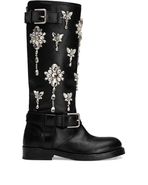 Bottines À Ornements En Cristal Dolce & Gabbana en coloris Black