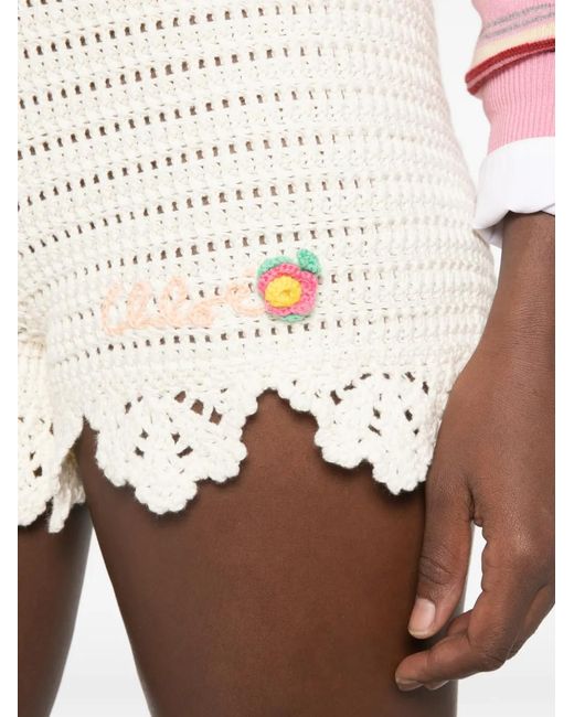 Chloé White Cotton Knit Shorts