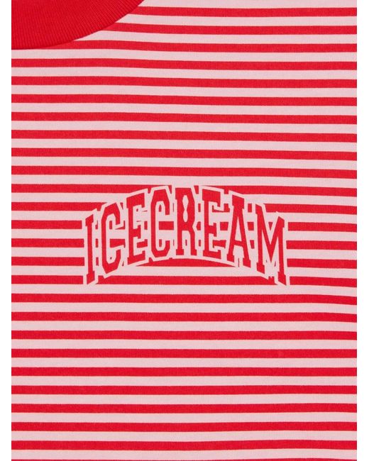 ICECREAM Red Striped T-Shirt for men