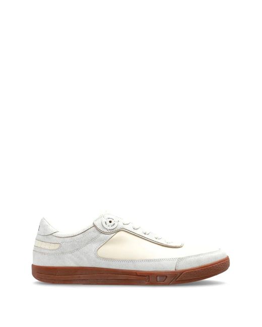 DIESEL White S-D-Coffee Leather Sneakers for men