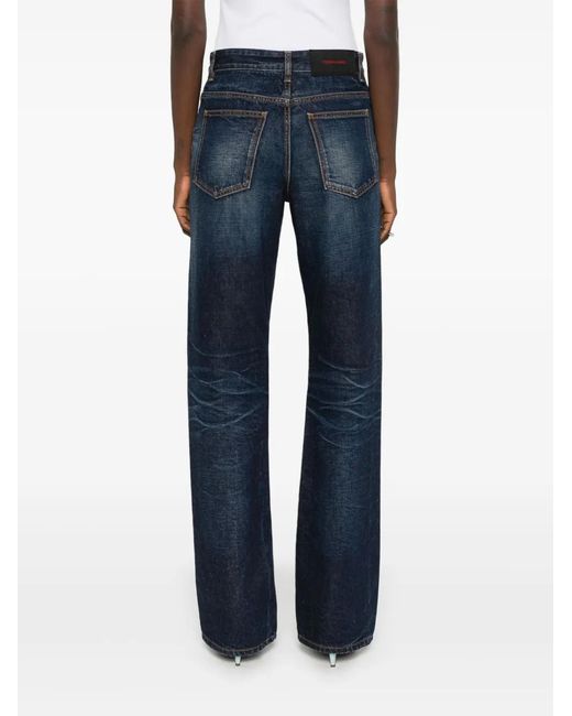 Ferragamo Blue Panelled Straight-Leg Jeans
