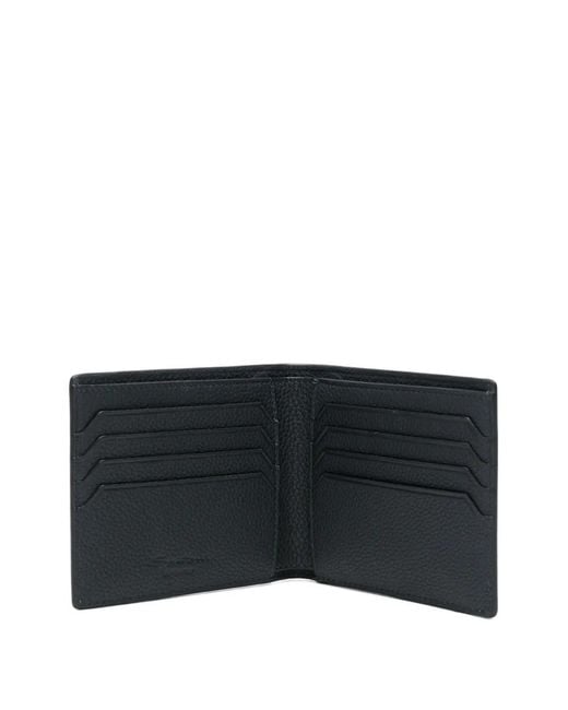 Santoni Black Leather Wallet for men