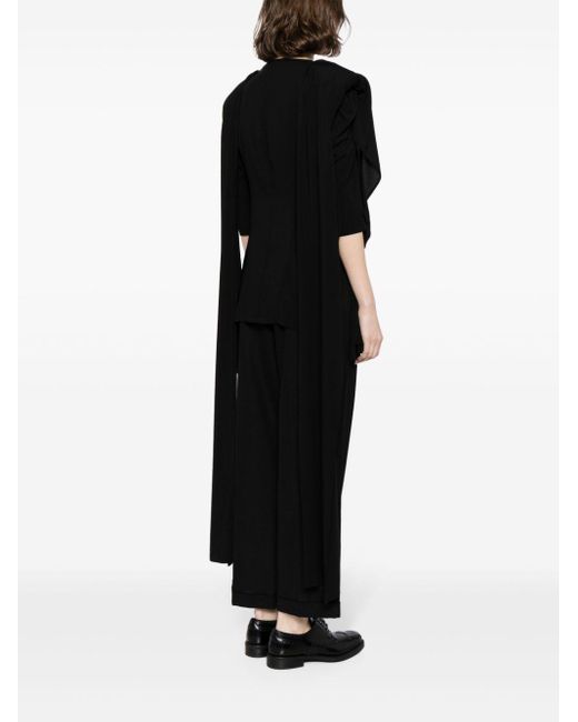 Yohji Yamamoto Asymmetric Puff-sleeve Blouse Black