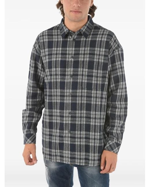Samsøe & Samsøe Gray Checked Italian-Collar Shirt for men