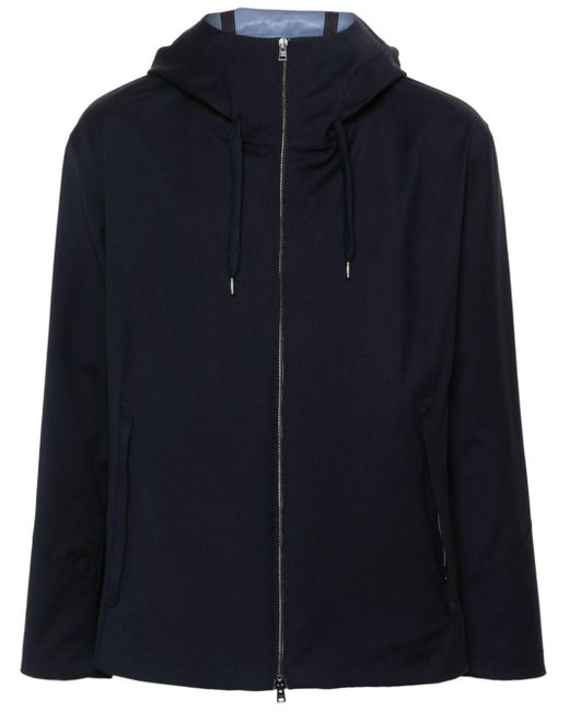 Herno Blue Zip-up Virgin-wool Jacket for men