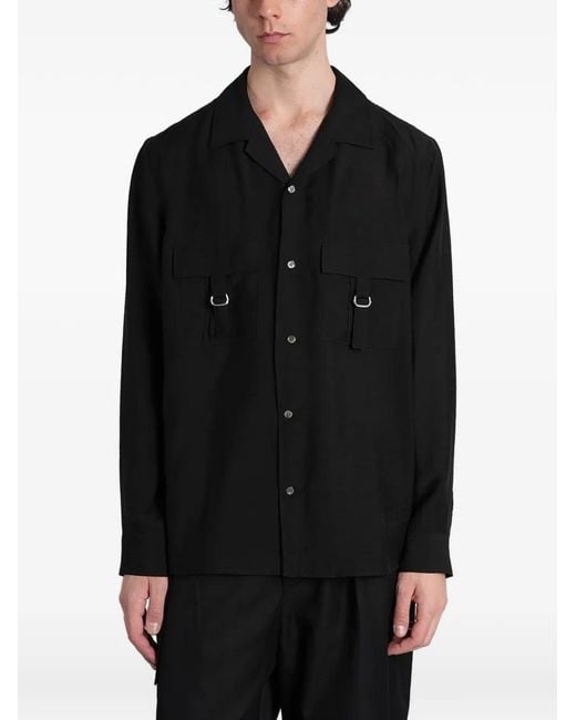 Attachment Black D-Ring Flap-Pocket Shirt for men