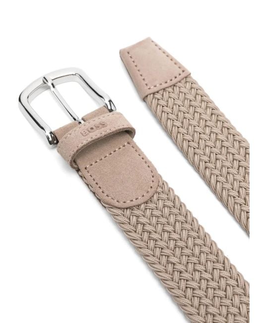 Boss Gray Woven Belt With Suede Trims for men