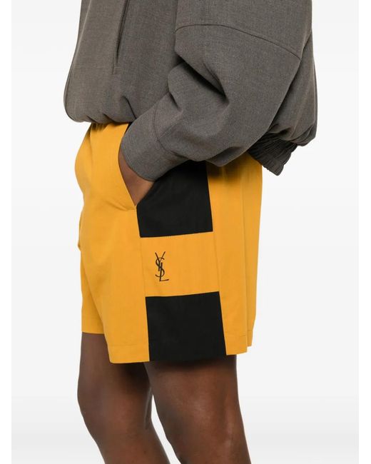 Saint Laurent Orange Cassandre Logo Shorts