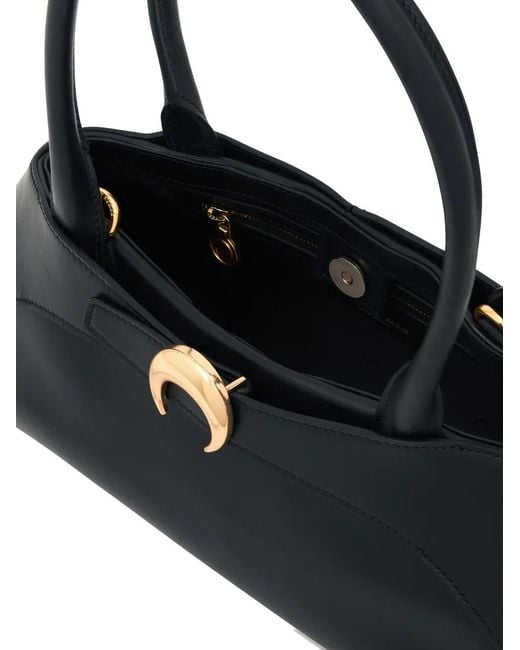 MARINE SERRE Black Medium Aurora Smooth-Leather Tote Bag