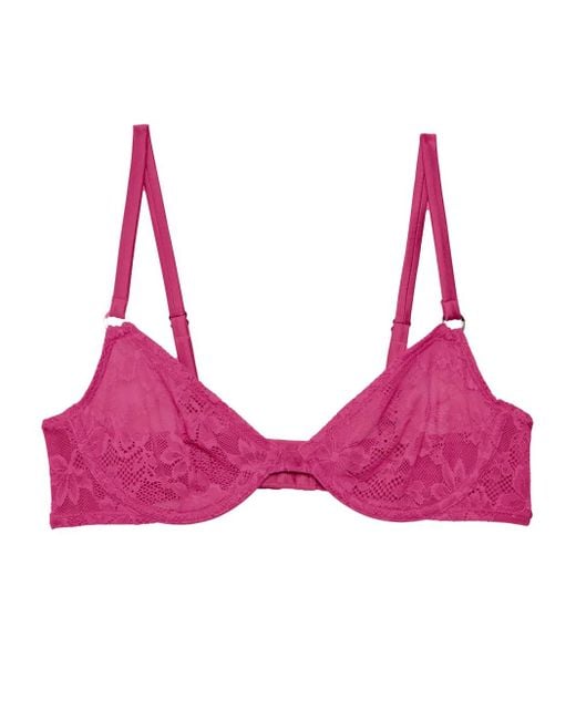 Fleur du Mal Pink Le Stretch Lace Demi Bra