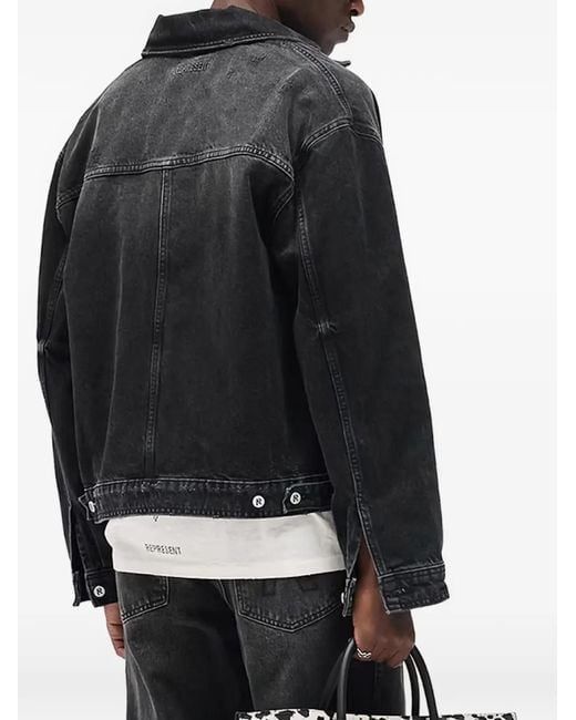 Distressed-effect denim jacket Represent de hombre de color Black