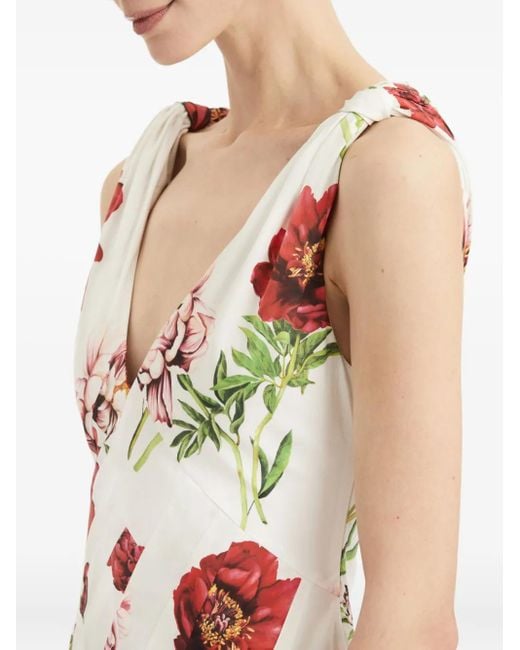 Vestido largo con motivo floral Oscar de la Renta de color White