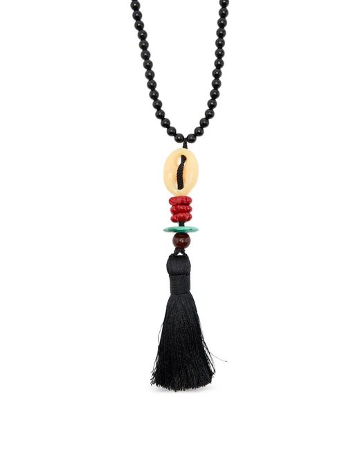 Timeless Pearly White Tassel-Pendant Beaded Necklace