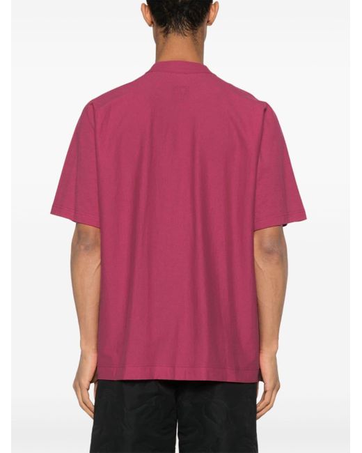 Homme Plissé Issey Miyake Red Short-sleeve Cotton T-shirt for men