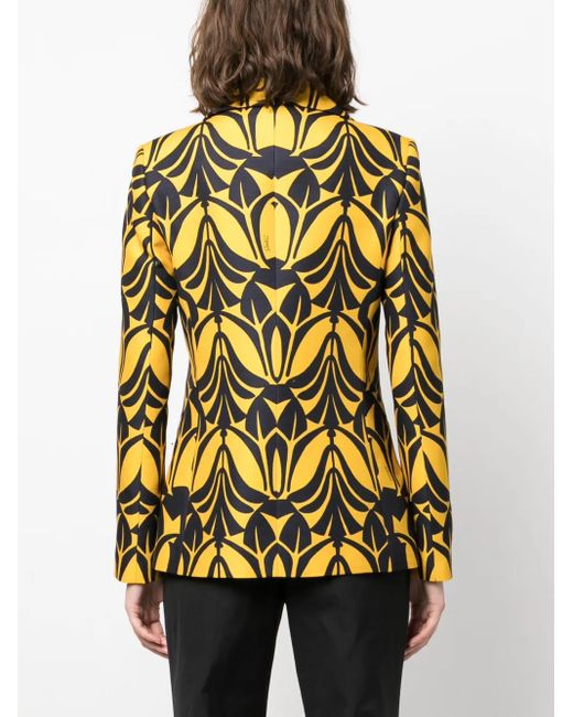 LaDoubleJ Yellow 24/7 Papyrus-Print Cady Blazer
