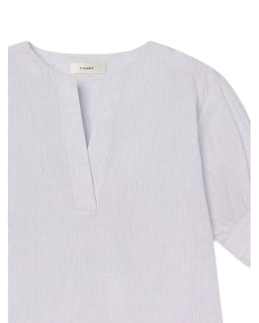 FRAME White Puff-Sleeve Striped Top