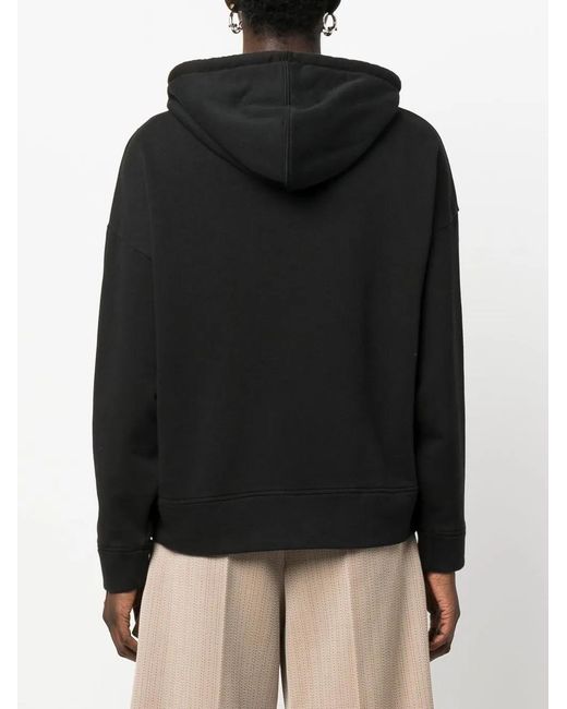 Forte_forte Black Rope-Drawstring Cotton Hoodie
