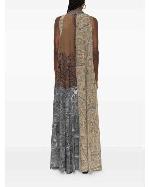Pierre Louis Mascia Natural Paisley Sleeveless Maxi Dress