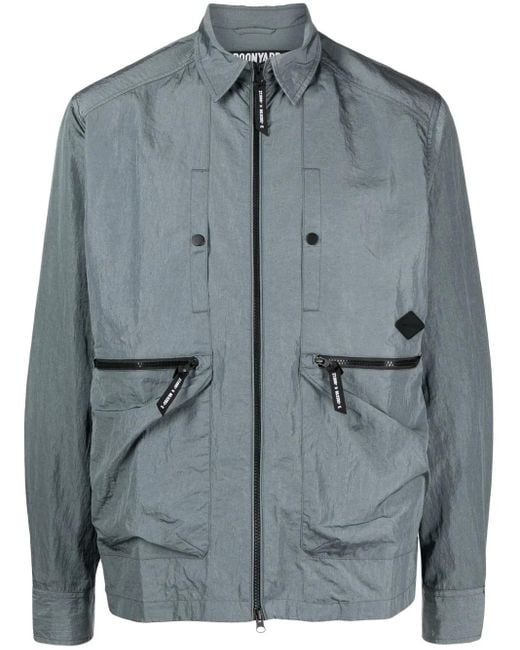 Spoonyard Blue Zip-Pockets Lightweight Shirt Jacket for men