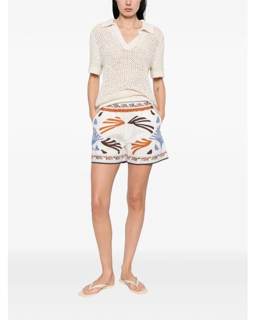 Herno White Elasticated-Waistband Shorts