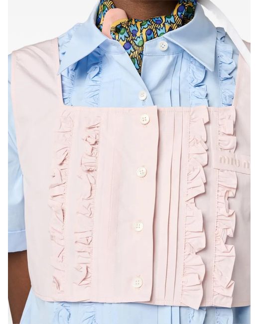 Miu Miu Pink Poplin Crop Top