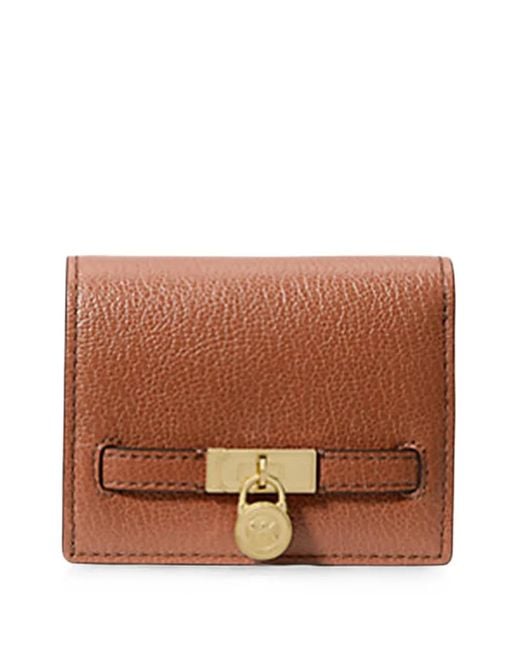 Michael Kors Brown Small Hamilton Moderne Lock Leather Wallet