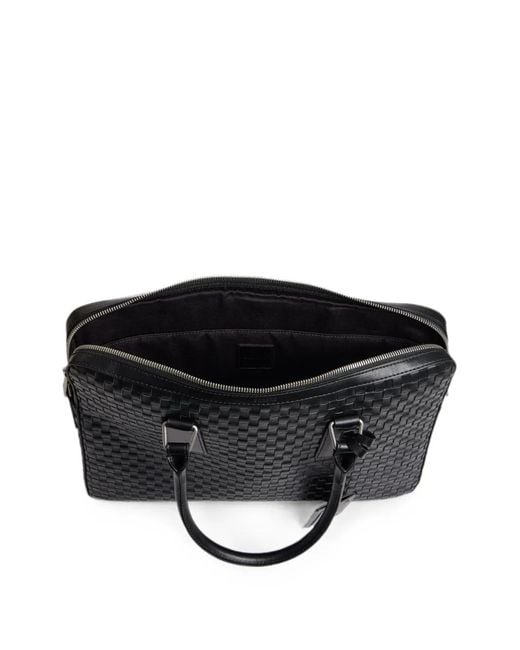 Sandro Black Woven Leather Briefcase for men