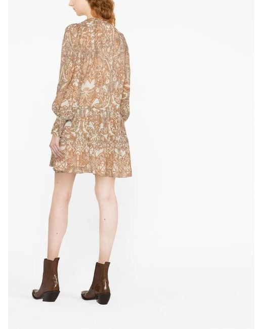 Ulla Johnson Natural Robe Courte À Fleurs