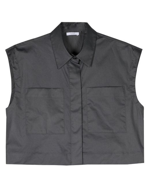 Peserico Black Sleeveless Cropped Shirt