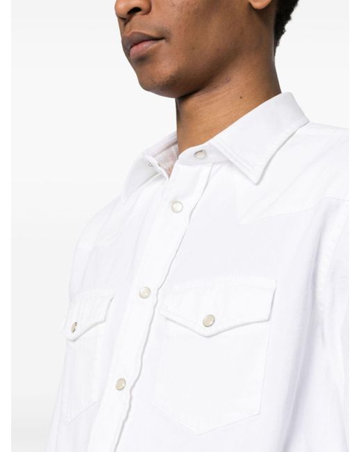 Tom Ford White Western-style Panelled Cotton Shirt for men
