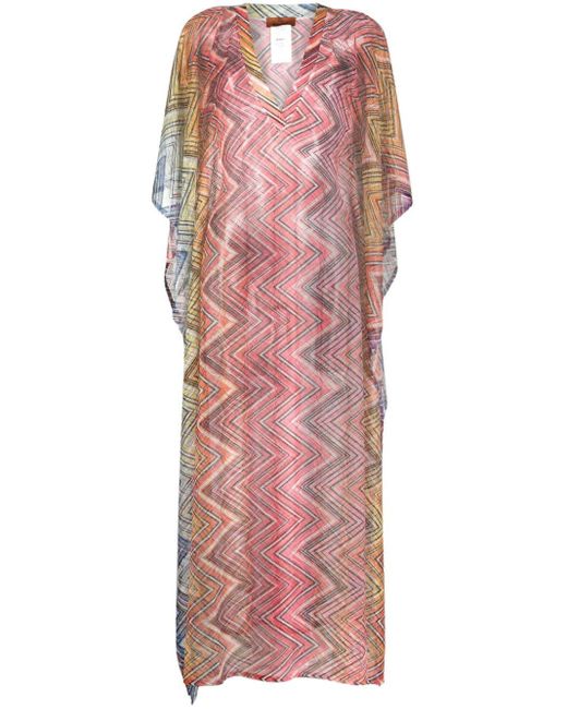 Robe-caftan à motif zig-zag Missoni en coloris Pink