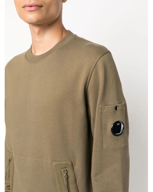 C P Company Green Sleeve-Pocket Crew-Neck Sweatshirt for men