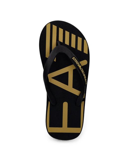 EA7 Black Flip-Flops Mit Logo-Print
