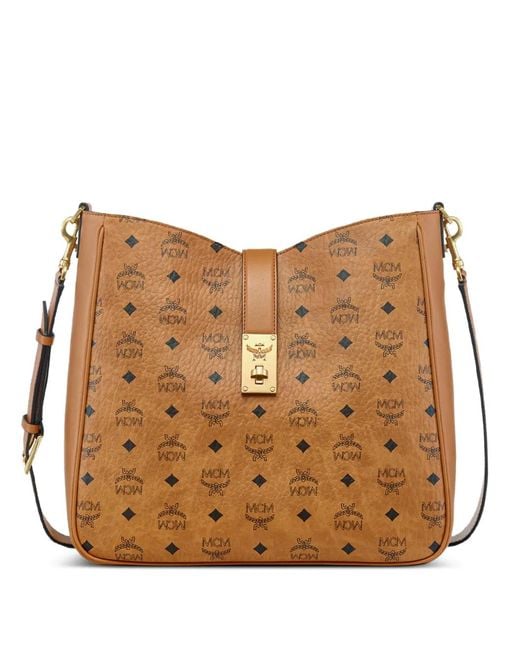 MCM Brown Large Tracy Visetos Tote Bag