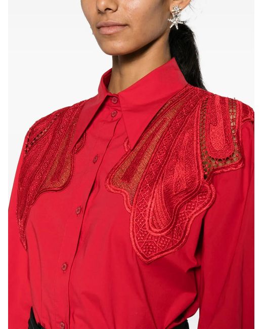 Camicia Con Inserti di Alberta Ferretti in Red