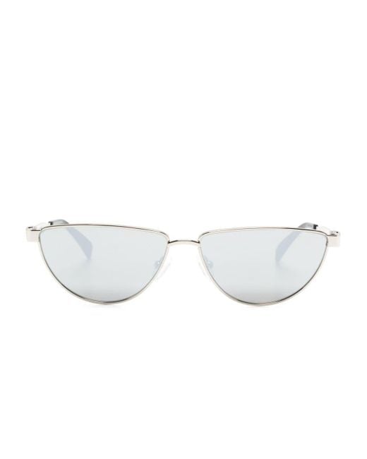 Alexander McQueen White Mirorred Oval-frame Sunglasses