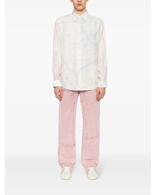 OAMC White Map-Print Shirt for men