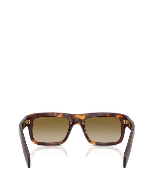 Prada Brown Tortoiseshell-Effect Rectangle-Frame Sunglasses